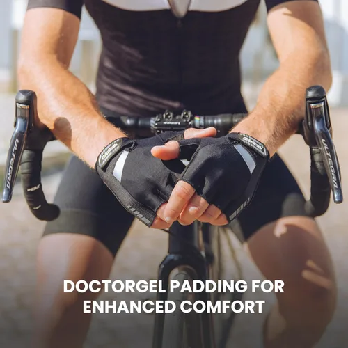 Vista 5 de GripGrab SuperGel - Guantes acolchados de medio dedo para ciclismo de verano, guantes de ciclismo para hombres, guantes de ciclismo sin dedos