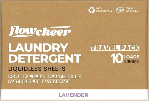 Vista 7 de FlowCheer Hojas de detergente para ropa de 10 cargas, aroma fresco, sin plástico, limpieza potente, hojas de lavadora sin líquido, hoja
