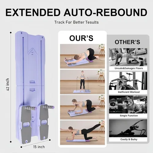 Vista 9 de Pilates Reformer Board Set - 2026 Foldable 8-in-1 Pilates Machine for Full Body Workouts, Ab Core Trainer with Resistance Bands, Portable Home