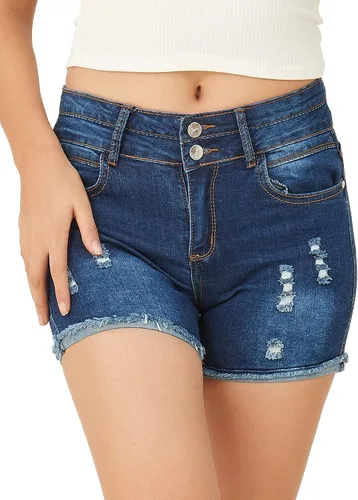 Vista 5 de PHOENISING - Shorts elásticos de mezclilla para mujer talla 2 a 16