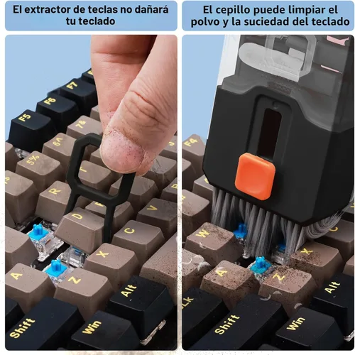 Vista 2 de Ordilend Kit de limpieza de teclado, limpiador de laptop, kit de limpieza de cámara de computadora todo en uno, herramienta de cepillo, limpiador