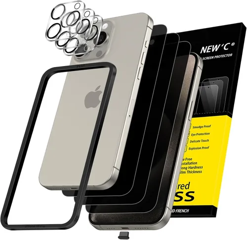 Vista 31 de NEW'C 3x Protector de privacidad para pantalla de iPhone 13 (15,49 cm) + 3x Protector de lente de cámara, protección del sensor, película de vidrio