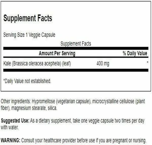 Vista 2 de Swanson Full Spectrum Kale 400 mg 60 cápsulas vegetales (paquete de 2)