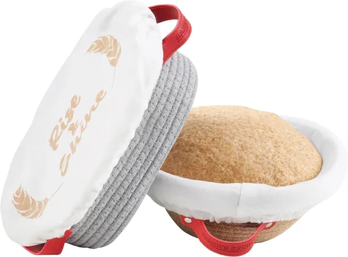 Vista 9 de Baker's Secret Juego de cestas de pan Banneton de cuerda de algodón, 2 cestas ovaladas para pan con forros y cubiertas para hornear pan artesanal