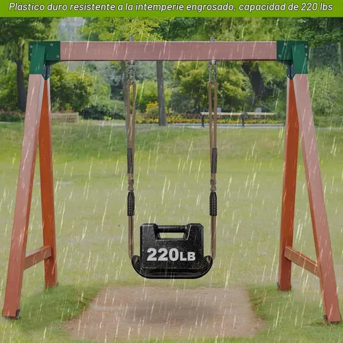 Vista 4 de BeneLabel Asiento de columpio resistente con cuerda ajustable, asientos de columpio de plástico para niños, asiento de columpio negro de repuesto 1