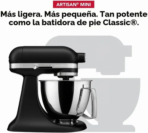 Vista 2 de KitchenAid Artisan Mini Batidora de Pie con Cabezal Inclinable de 3.5 Cuartos - KSM3316X - Negro Mate 3.5 Quart Capacity for Smaller Batches, Add