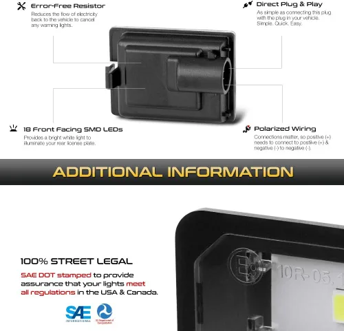 Vista 5 de VIPMOTOZ Luz LED completa para placa de matrícula 2014-2022 compatible con Dodge Durango, 6000 K blanco diamante, juego de 2 piezas de repuesto