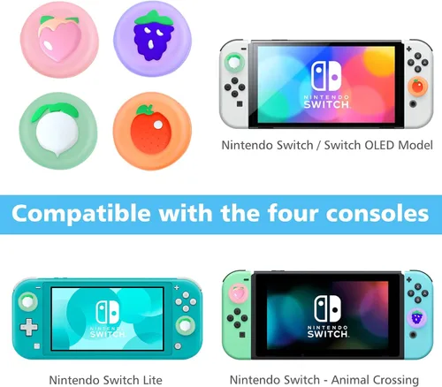 Vista 2 de Fintie Tapa de joystick para Nintendo SwitchSwitch OLED Model & Switch Lite 4 pares (8 piezas) cubierta de silicona suave tapas de agarre