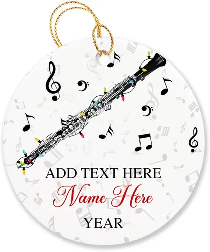 Vista 15 de Adorno de Navidad personalizado de acordeonista que toca acordeón, nombre personalizado y año, adorno de Navidad para acordeonista, instrumento