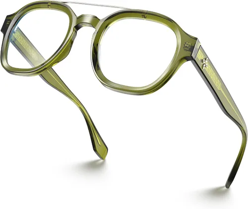 Vista 8 de VISOONE Retro Round Anti Eyestrain Metal Medium Eyewear Blue Light Blocking Glasses for Computer Gaming Women Man SANFORD