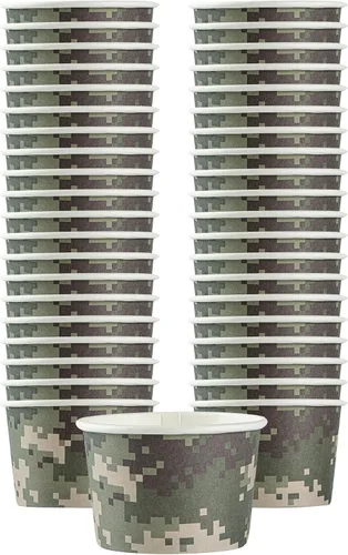 Vista 100 de Restaurantware Coppetta - Vasos de postre de 3 onzas, 50 tazas desechables para helado, tapas se venden por separado, cuencos de papel a cuadros
