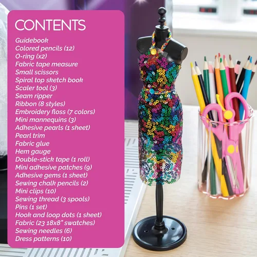 Vista 5 de MindWare Kits de diseño de moda a partir de 8 años - Run The Runway Kit de manualidades para niñas - Actividad de aprendizaje creativa para niños