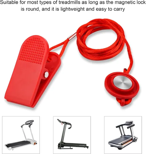 Vista 4 de NQEUEPN Llave de seguridad magnética universal para caminadora, interruptor magnético de parada de emergencia con clip compatible con la mayoría