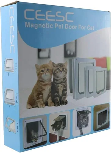 Vista 8 de CEESC Puerta magnética con solapa para gatos con cerradura de 4 vías para gatos, gatitos y gatitos, 3 tamaños y 2 opciones
