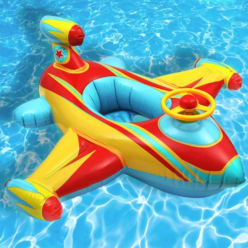 Vista 8 de Flotador inflable de piscina para bebé, barco flotante con cuerno de volante para niños pequeños de 1 a 4 años de edad para niños y niñas, inflable