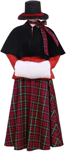 Vista 2 de Charles Dickens Caroler Costume Victorian Yuletide Lady Women's Christmas Caroler Costume Dress