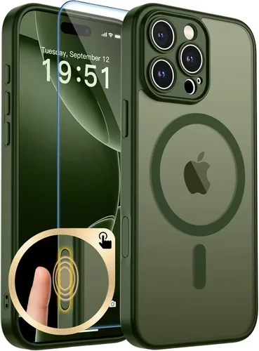 Vista 75 de zapica Funda magnética para iPhone Air, con protector de pantalla de vidrio templado, compatible con MagSafe, translúcida mate, a prueba de golpes