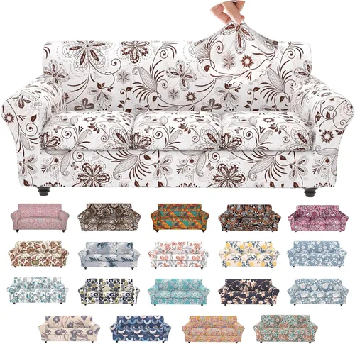 Vista 17 de Fundas elásticas para silla, fundas elásticas para sillón de 2 piezas, fundas de sofá lavables con diseño floral para sillón, protector de muebles