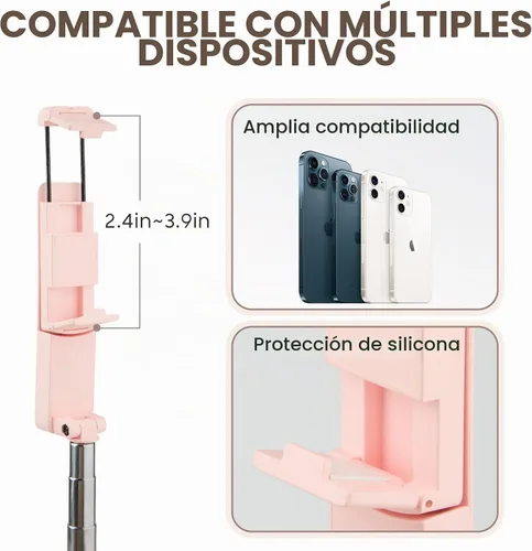 Vista 3 de MQOUNY Trípode para teléfono, palillo portátil para selfie con control remoto, tamaño de bolsillo para iPhone, mini teléfonos compactos de viaje