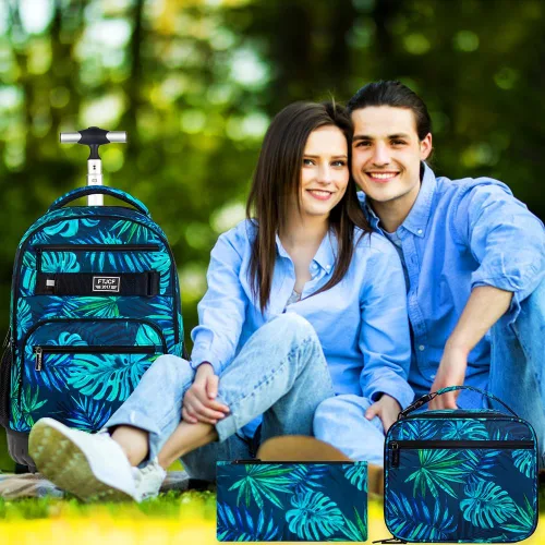 Vista 8 de Mochila con ruedas para mujeres y hombres, bolsa de 21 pulgadas para adultos con ruedas enrollables, juego de bolsa con ruedas para niñas y niños