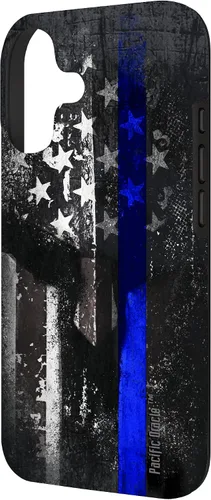 Vista 2 de Trump Police USA Flag Skull Thin Blue Line Support Case for iPhone 17