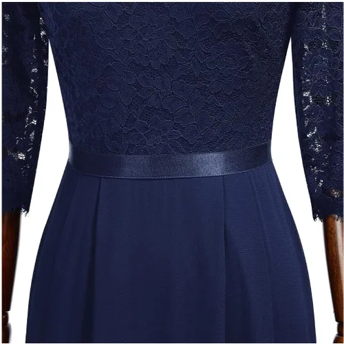 Vista 8 de MISSMAY - Vestido largo, de encaje floral, formal, para mujer, con mangas 23