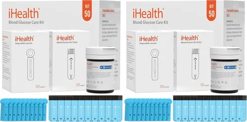 Vista 8 de iHealth Tiras de prueba de glucosa en sangre, 100 unidades, lancetas para el control de la diabetes, 100 unidades, compatibles solo con monitor