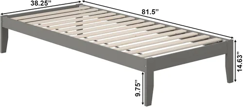 Vista 3 de AFI Colorado - Cama de plataforma tamaño individual XL con estación de carga, color gris