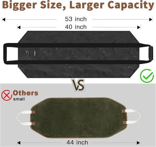 Vista 2 de Amagabeli - Bolsa de transporte de leña encerada, bolsa de transporte resistente para chimenea de leña grande con asas para camping, soporte