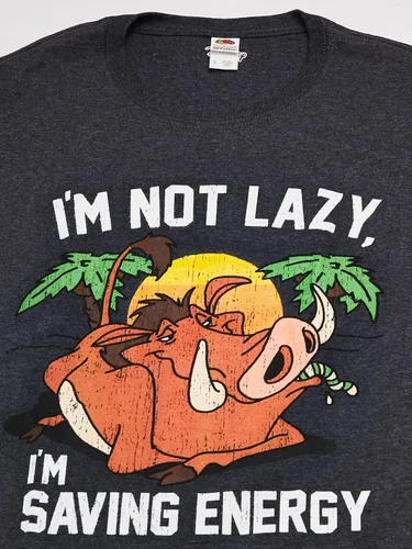 Vista 2 de Disney Camiseta con estampado de energía Lion King Pumba Not Lazy Saving para hombre