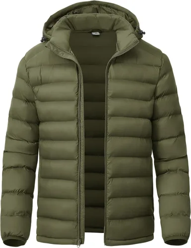 Vista 15 de YSENTO Men's Down Alternative Jackets Lightweight Water-Resistant Winter Insulated Puffer Coat Detachable Hood