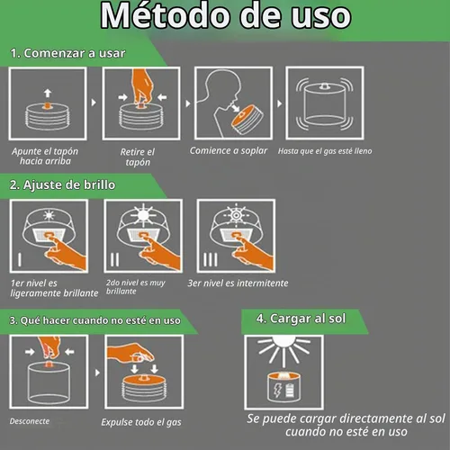 Vista 6 de Linterna solar inflable, 2 faroles solares impermeables con LED blancos, lámpara solar portátil plegable con asa para campamento, senderismo