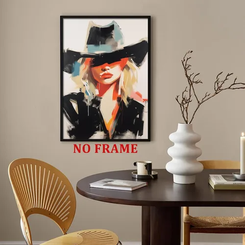 Vista 6 de Muaccouioo Póster vintage de vaquera de mujer, pintura de retrato de mujer, imágenes estéticas occidentales, arte de pared de mujer de moda, cuadros