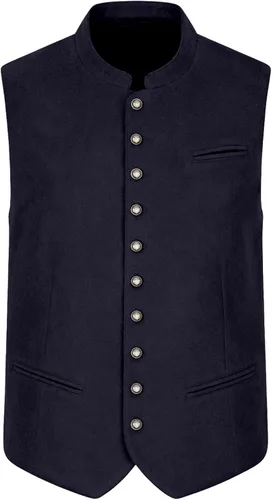 Vista 6 de Chaleco formal para hombre, cuello alto, botón frontal Negro