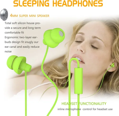 Vista 2 de MAXROCK MINi5 - Auriculares con micrófono con cable para teléfono móvil con conector de 0.138 in, color verde