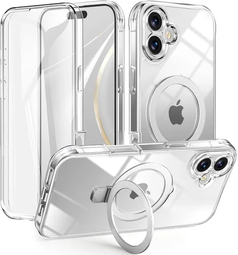 Vista 18 de Dteck Funda para iPhone 16 de 6.1 pulgadas 2024, funda de piel sintética con cierre de botón magnético, ranuras para tarjetas de crédito, función