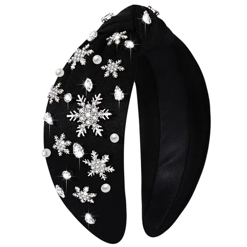 Vista 33 de Diadema de Navidad para mujer, accesorios de Navidad con cuentas, arco de Navidad, árbol, copo de nieve, diadema anudada HOHOHO, rojo y verde, perla
