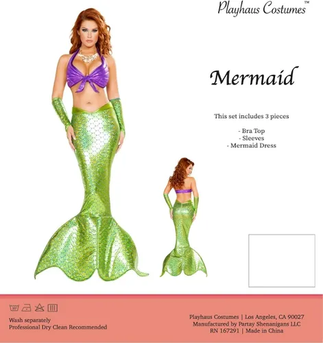 Vista 3 de Partay Shenanigans Women Cosplay Halloween Costume Mermaid Tail Dress Outfit
