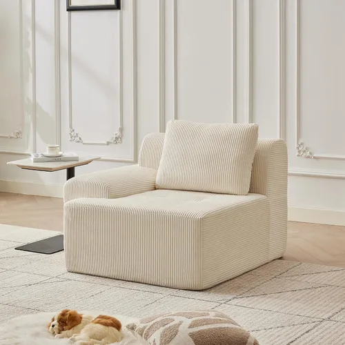 Vista 60 de Sofá modular modular con otomana móvil, sofá de asiento profundo con almohadas, cómodo sofá modular de nube para sala de estar, dormitorio y Blanco