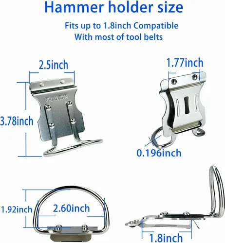 Vista 5 de Soporte para martillo, funda de taladro, funda de martillo de acero inoxidable, soporte de martillo para cinturón de herramientas