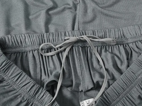 Vista 3 de MoFiz Conjunto de pijama para hombre, camisa y pantalones cortos, conjunto de pijama ligero y suave para hombre, conjunto de descanso con bolsillos