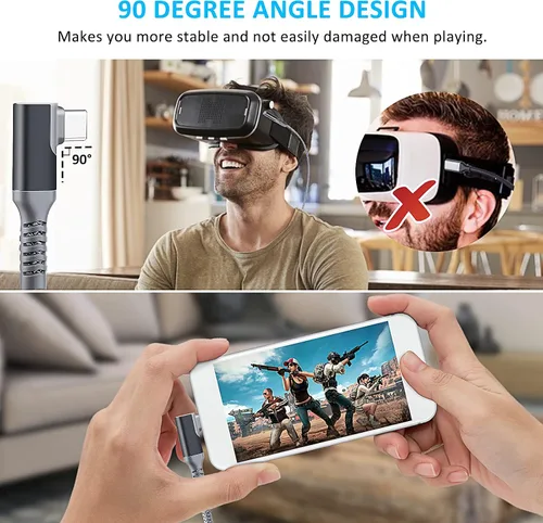 Vista 5 de TOTU Cable para Oculus Quest 2 Link, cable USB 3.2 Gen 1 a tipo C de 16 pies compatible con Steam Deck, transferencia de datos de alta velocidad