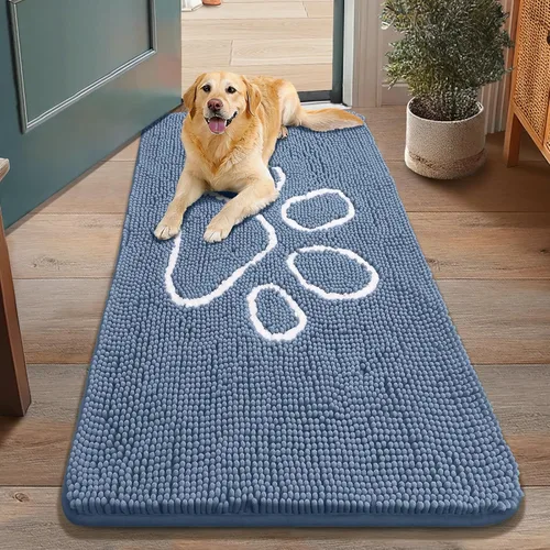 Vista 193 de Smiry Tapete para puerta de perro para patas fangosas, absorbente y Gris y negro