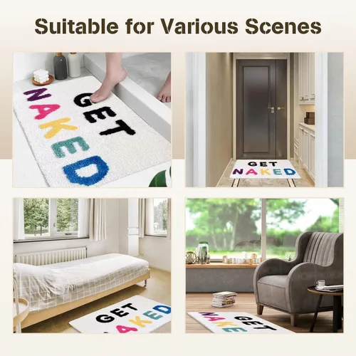 Vista 7 de Alfombra de baño con diseño de Get Naked de 19.7 x 31.5 pulgadas, tapete de baño antideslizante, bonito tapete absorbente para bañera, suave