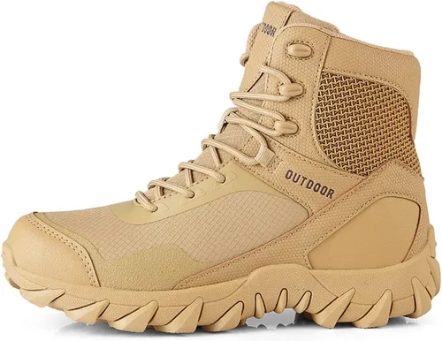 Vista 4 de Kervaky Botas tácticas militares para hombre, botas de trabajo ligeras, botas de senderismo