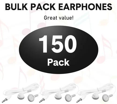Vista 2 de Xuhal Paquete de 150 auriculares a granel con auriculares con cable con conector de 0.138 in, auriculares con cable a granel para teléfonos