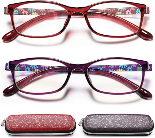 Vista 12 de EYEURL Lentes de lectura para mujeres y hombres, bloqueo de luz azul, 0.00 anti fatiga ocular, TR90 lentes de marco rectangular ultraligero