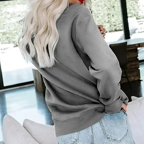 Vista 5 de Crew Neck Sweatshirts for Women Casual Basic Pullover Long Sleeve Solid Color Fall Tops Outfits with Pockets 2023