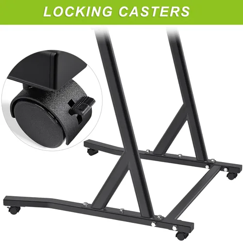 Vista 7 de SELEWARE Indoor Cycling Desk Height Adjustable Bike Desk Workstation Standing Desk Wooden Laptop Desk Portable Bike Trainer Fitness Desk with
