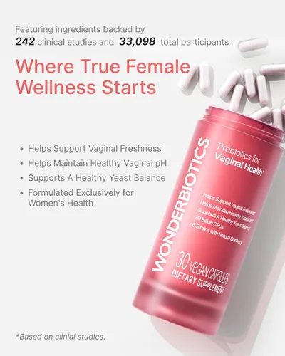 Vista 3 de Probióticos para la salud vaginal para mujeres, equilibrio de pH, levadura, suplemento de control de olores, 20 mil millones de UFC, 6 cepas